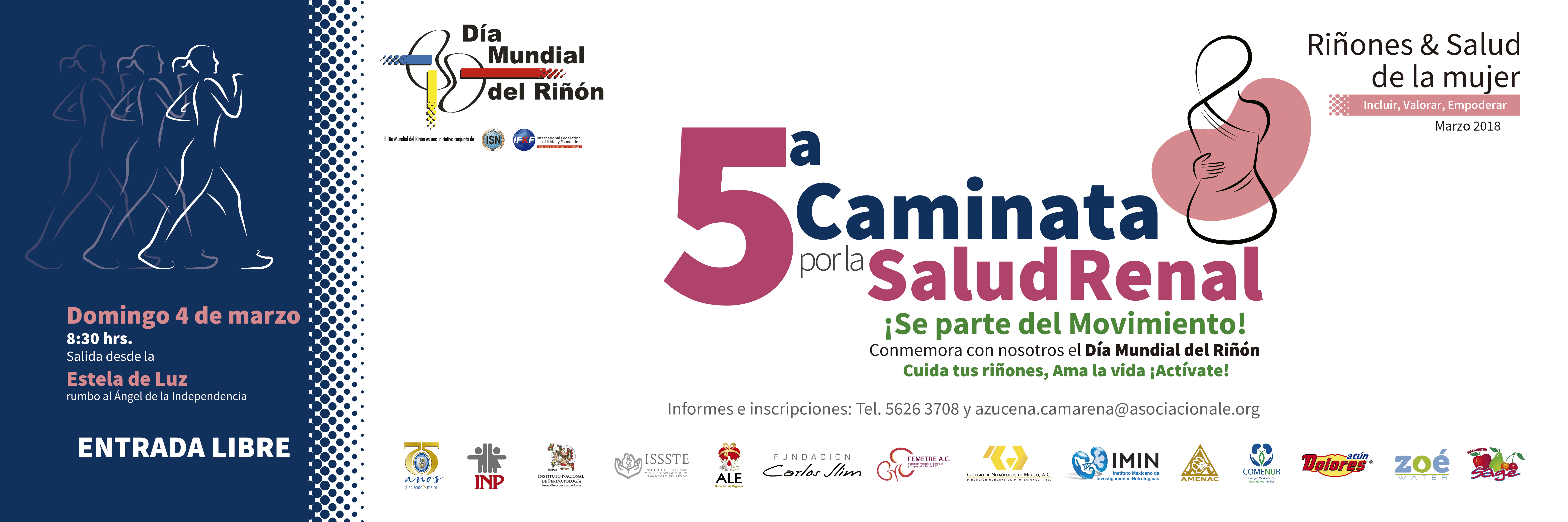 5ª Caminata por la Salud Renal, domingo 04 de marzo, CDMX